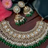 necklace, kundan set, kundan necklace, white necklace, white set, green kundan neck set, wearable jewells