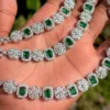 green ad set, green American diamond necklace, green ad, green necklace, American diamond, American diamond set, ad set, wearable jewells