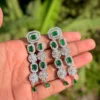 green ad set, green American diamond necklace, green ad, green necklace, American diamond, American diamond set, ad set, wearable jewells