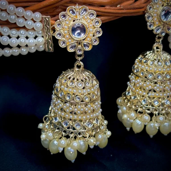 IMG-20250207-WA0052 bahubali, White jhumka, Earring with tana , Earrings, Fida , White Earring, Wearablejewells,
