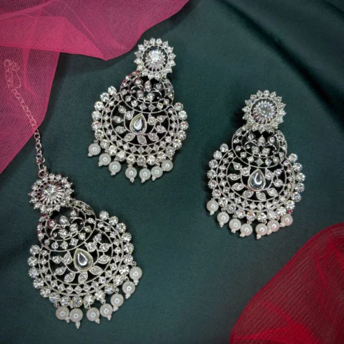 earring with mangtika, earrings with teeka, earrings with maangteeka, teeka earring, wearable jewells