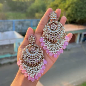 lavender colour earring, lavender chandbali, lavender earring, ashii earrings, wearable jewells