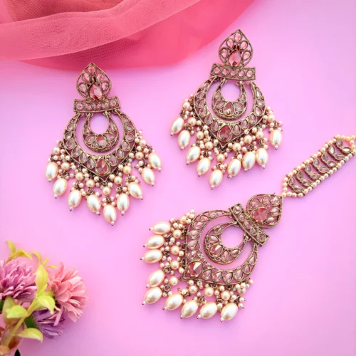 white colour earring, white chandbali, white earring, ashii earrings, wearable jewells