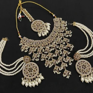 Ira Reverse AD Pakistani Neckset - Golden