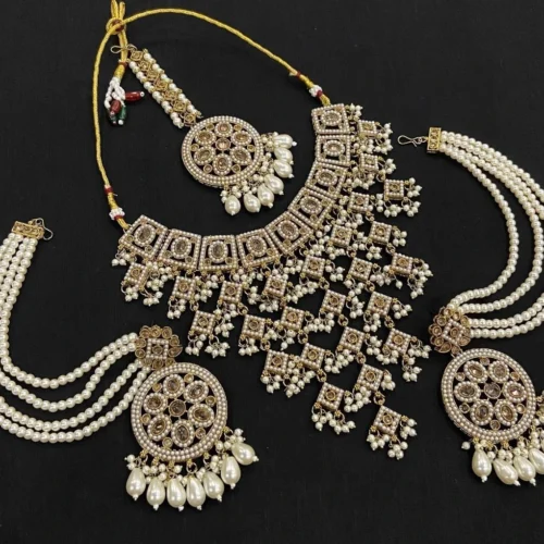 Ira Reverse AD Pakistani Neckset - Golden