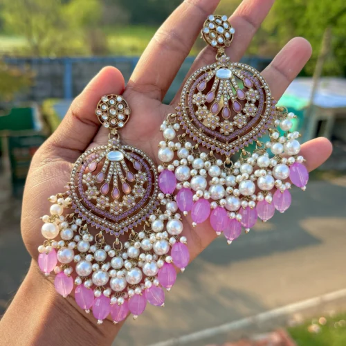 Lavender EARRINGS, EARRINGS, TRENDING EARRINGS, WEARABLE JEWELLS, SALE, DIWALI SALE, BOLLYOOD EARRINGS, Kundan earrings, Earrings, chandbali