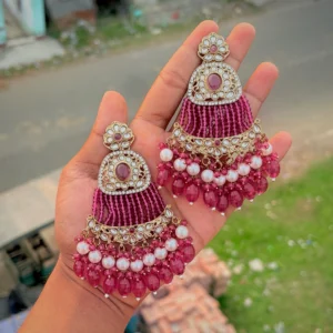 wine chandbali, wine earring, wine earrings, wine statement chandbali, wine jhumka, wearable jewells,