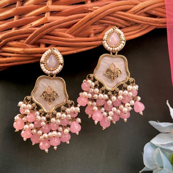 pink earrings, studs, pink earring, wearable jewells
