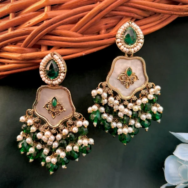 green earrings, studs, green earring, wearable jewells