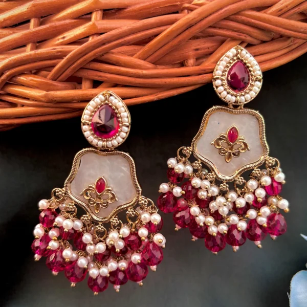 hot pink earrings, studs, pink earring, wearable jewells