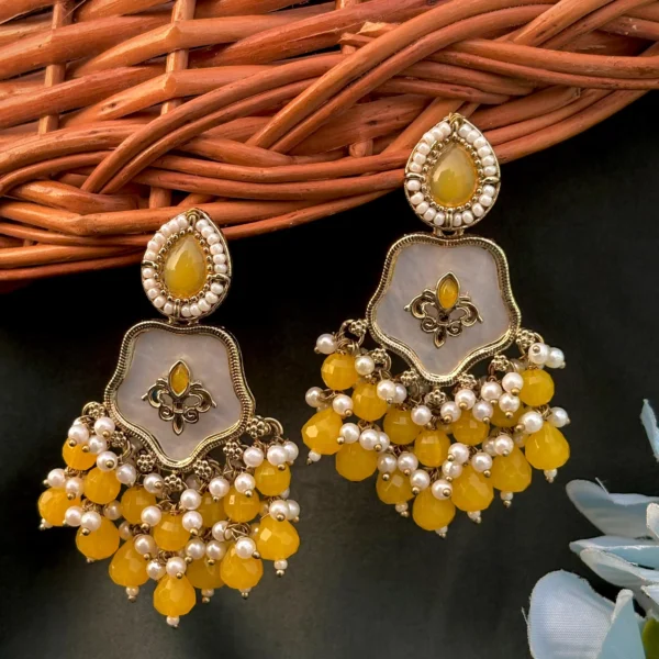 yellow earrings, studs, yellow earring, wearable jewells
