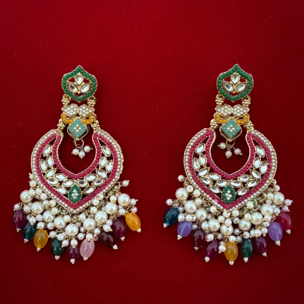 multi chandbali, multi earring, multicolour earrings, multi-colour studs, pakistani chandbali, pakistani earring, wearable jewells