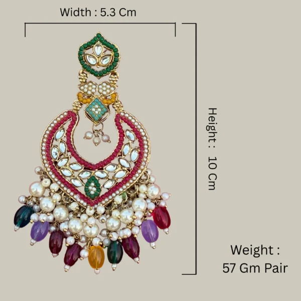 multi chandbali, multi earring, multicolour earrings, multi-colour studs, pakistani chandbali, pakistani earring, wearable jewells
