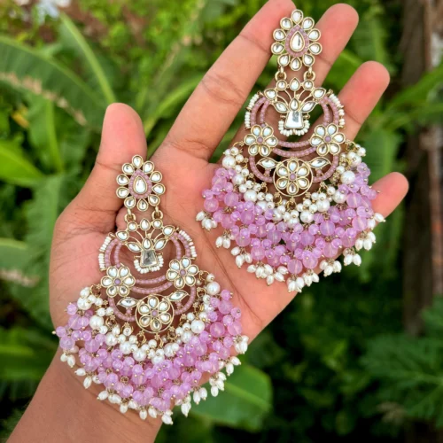 Seher Kundan Earring - Lavender