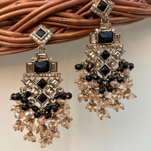 Black Earring, Earrings, Kundan Earring , Minimal Earring,