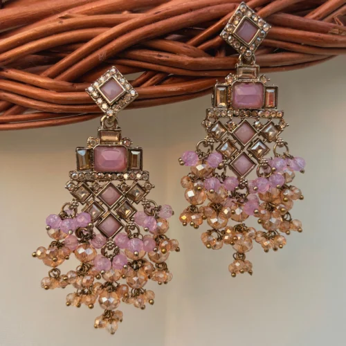 Lavender Color Earring, Earrings, Kundan Earring , Minimal Earring,