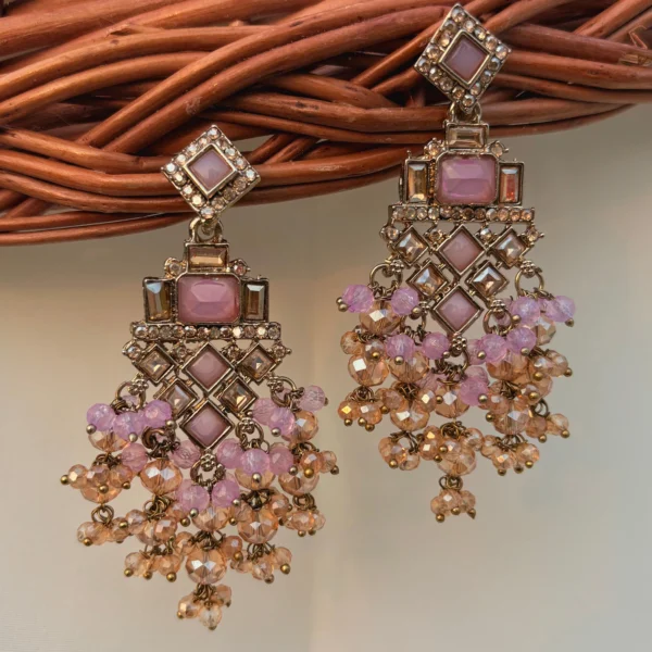 Lavender Color Earring, Earrings, Kundan Earring , Minimal Earring,