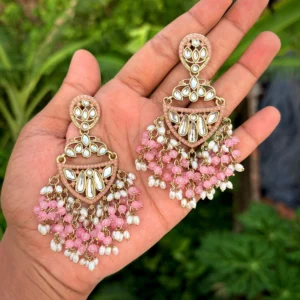 Pink Earring, Earrings, Kundan Earring , Minimal Earring,