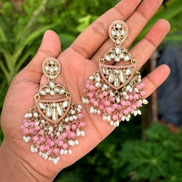 Pink Earring, Earrings, Kundan Earring , Minimal Earring,
