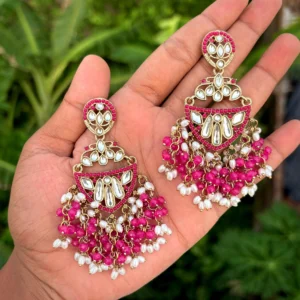 Ankita Trending Premium Beads Earrings - Hot Pink
