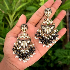 Black Earring, Earrings, Kundan Earring , Minimal Earring,