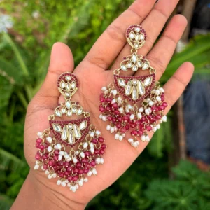 Wine Earring, Earrings, Kundan Earring , Minimal Earring,