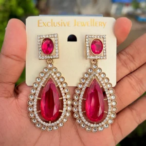 Anayla premium Studs -  Hot Pink