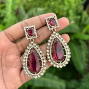 Anayla premium Studs -  Mahroon