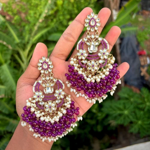 Seher Kundan Earring - Violet