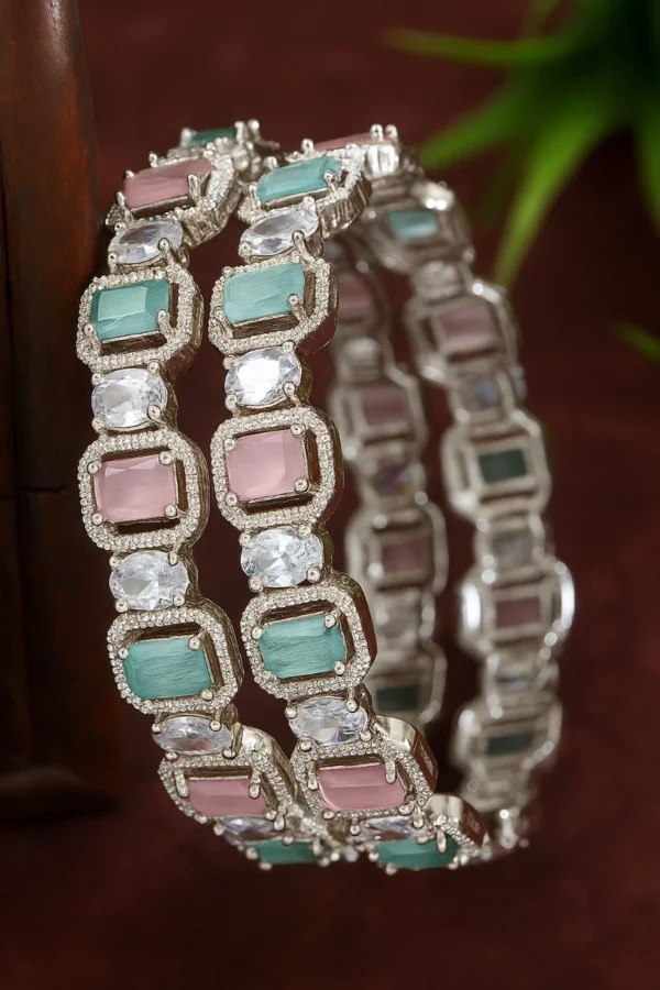 Diana American Diamond Bangle - Pastel Mint
