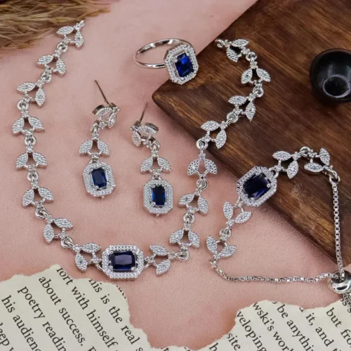Seeja American Diamond Combo-Set - Blue