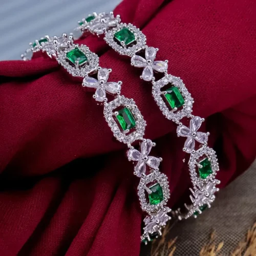 Camilla American Diamond Bangle - Green