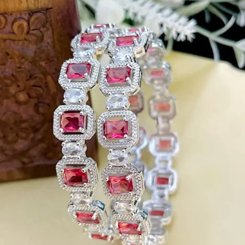 Diana American Diamond Bangle - Ruby