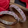 Amelia American Diamond Bangle - Pink