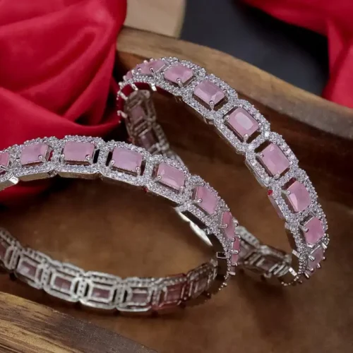 Amelia American Diamond Bangle - Pink