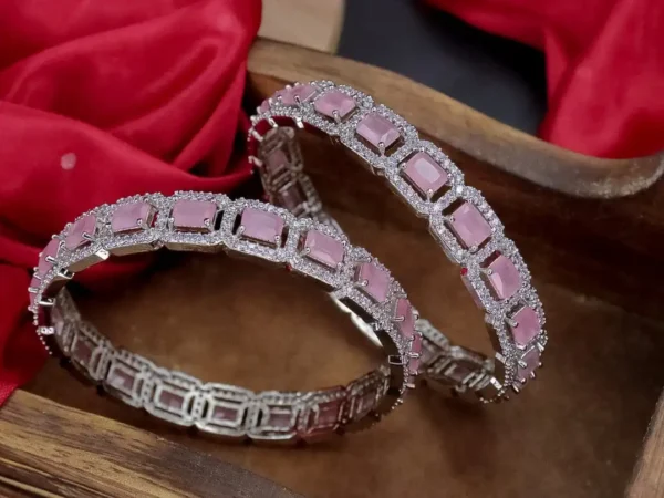 Amelia American Diamond Bangle - Pink