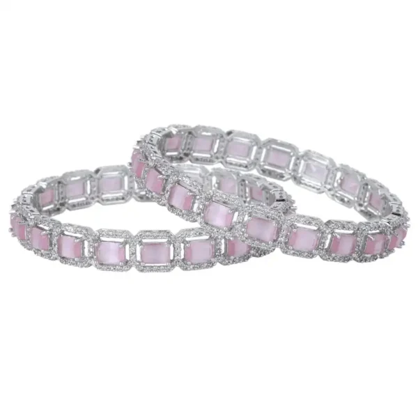 Amelia American Diamond Bangle - Pink