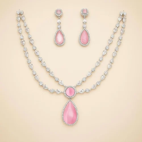 american diamond set, pink set, ad set, pink ad set, pink oscar set, oscar set, ad sets
