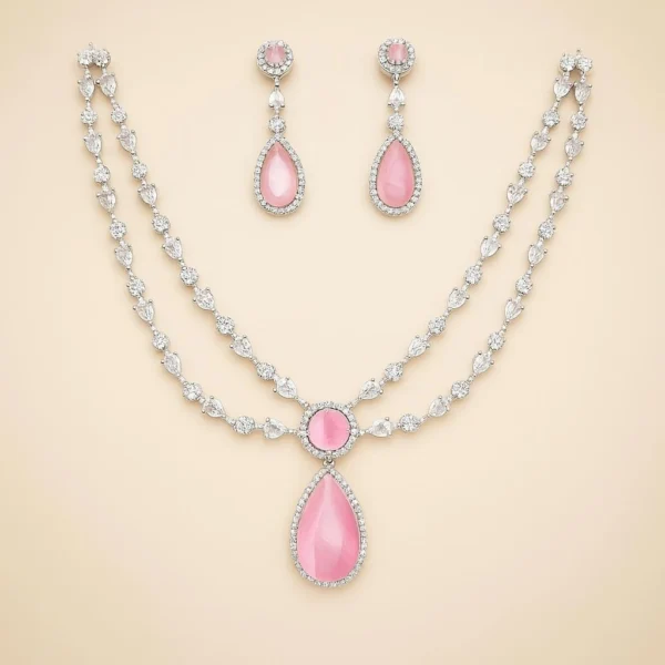 american diamond set, pink set, ad set, pink ad set, pink oscar set, oscar set, ad sets