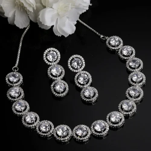 Vineeta American Diamond Neck-Set - White