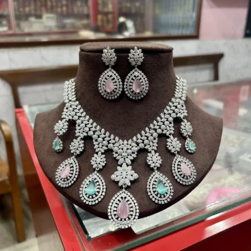 Isabella American Diamond Neck-Set - Pastel