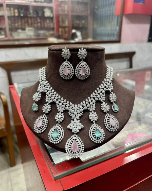 Isabella American Diamond Neck-Set - Pastel