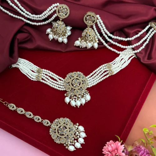 Choker Set, Necklace set, Kundan Set, White Choker, Traditional Necklace