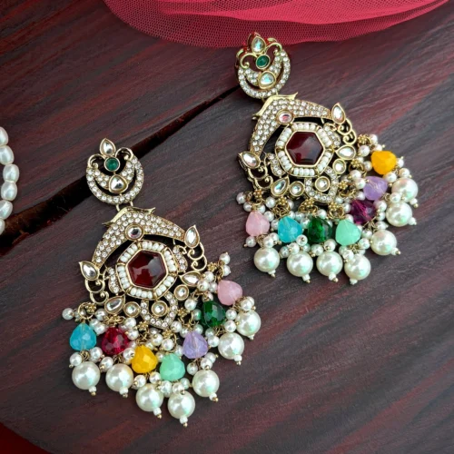 multi earring, multicolour chandbali, multi studs, pakistani earring, bollywood earring, wearable jewells