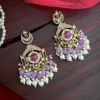 lavender earring, lavender chandbali, purple studs, pakistani earring, bollywood earring, wearable jewells