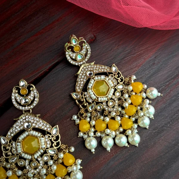 yellow earring, yellow chandbali, yellow studs, pakistani earring, bollywood earring, wearable jewells