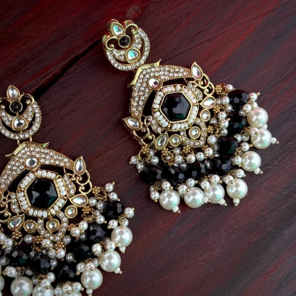 black earring, black chandbali, black studs, pakistani earring, bollywood earring, wearable jewells