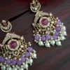 lavender earring, lavender chandbali, purple studs, pakistani earring, bollywood earring, wearable jewells