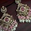 pink earring, pink chandbali, pink studs, pakistani earring, bollywood earring, wearable jewells