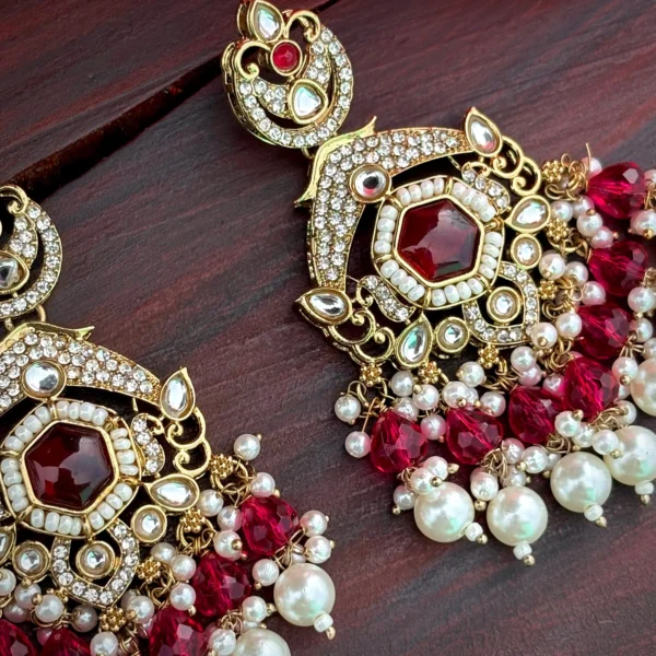 hot pink earring, rani colour chandbali, pink studs, pakistani earring, bollywood earring, wearable jewells